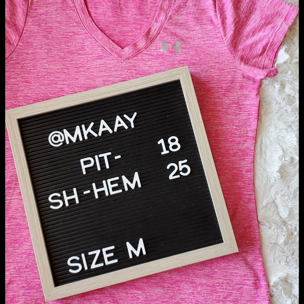 UNDER AMOUR pink short sleeve soft v neck tee Med. workout training gym - Picture 3 of 5